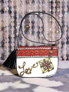 Brighton Glitter & Go Love Pouch crossbody bag purse Tom Clancy art zip closure
